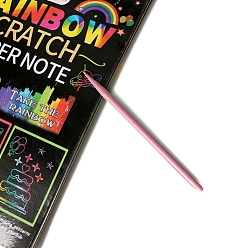 Pink Rainbow Scratch Paper Art Bamboo Sticks, Drawing Tools, For Children, Pink, 12x0.5cm