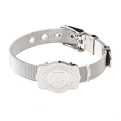 Letter Z 304 Браслеты-цепочки из нержавеющей стали для часов (женские и мужские), овальный с буквой, цвет нержавеющей стали, Письмо Z, 8.54 дюйм (21.7 см)