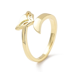 Golden Brass Open Cuff Rings for Women, Fox Shape, Golden, Inner Diameter: 17.8mm