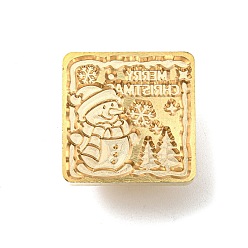 Snowman Christmas Theme Wax Seal Brass Stamp Head, for Wax Seal Stamp, Golden, Snowman, 25x25x14.5mm, Inner Diameter: 7mm