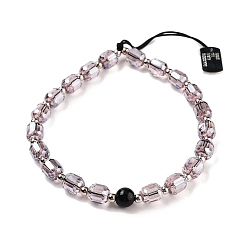 Сливовый Мобильные ремни из нержавеющей стали и стеклянных бусин, слива, 12~12.5 см