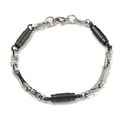 Черный Двухцветный 304 браслет из нержавеющей стали и браслет-цепочка с бесконечными звеньями, чёрные, 8-1/2 дюйм (21.5 см), широк: 6 мм