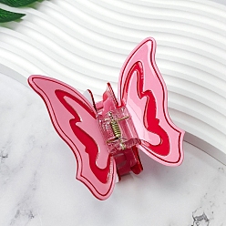 Cerise Butterfly PVC Claw Hair Clips, Hair Accessories for Women Girls, Cerise, 45x54mm