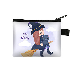 Witch Halloween Polyester Clutch Bags with Zipper, Change Purse for Women, Witch, 13.5x11cm