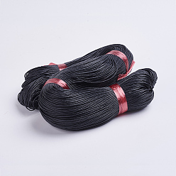 Черный Китайский вощеный хлопковый шнур, Изготовление ювелирных изделий из ожерелья, чёрные, 1 мм, около 360 ярд / пачка (330 м / пачка)