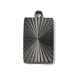 Black Ion Plating(IP) 304 Stainless Steel Pendants, Rectangle Charm, Black, 21x11.5x1.9mm, Hole: 1.8mm