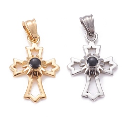 Mixed Color 304 Stainless Steel Enamel Pendants, Cross, Mixed Color, 34.5x23x7mm, Hole: 4.5x8.5mm