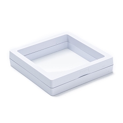 White Square Transparent PE Thin Film Suspension Jewelry Display Box, for Ring Necklace Bracelet Earring Storage, White, 9x9x2cm