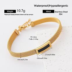 Rectangle 304 de enlace de acero inoxidable de las pulseras para las mujeres, dorado, Rectángulo, 7.48 pulgada (19 cm)