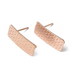 Rose Gold Ion Plating(IP) 304 Stainless Steel Stud Earring Finding, with Vertical Loops, Rectangle, Rose Gold, 20x8mm, Hole: 2.5mm, Pin: 0.8mm