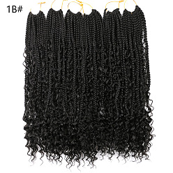 1B# Bohemian Curly Box Braids Crochet Hair Extensions with Airy Three-Strand Braid