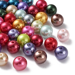 Mixed Color Baking Painted Pearlized Glass Pearl Round Bead Strands, Mixed Color, 10~11mm, Hole: 1mm, about 364pcs/500g
