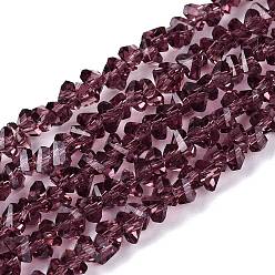 Фиолетовый Прозрачные стеклянные бусины, треугольные, граненые, фиолетовые, 2~2.5x3.5~4x3.5~4 мм, отверстие : 0.8 мм, около 126~132 шт / нитка, 13.78~14.96'' (35~38 см)