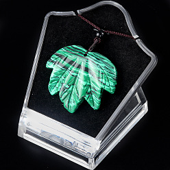 Malachite Synthetic Malachite Pendants Necklaces, Leaf, 14.96 inch(38cm)