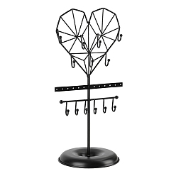 Heart Iron Display Stands, Jewelry Holder for Earrings, Bracelet, Necklace Storage, Heart, 14x35cm