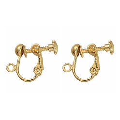 Golden Brass Screw Clip Earring Converter, Spiral Ear Clip, for non-pierced Ears, with Loop, Golden, Nickel Free, about 13.5mm wide, 17mm long, 5mm thick, hole: about 1.2mm