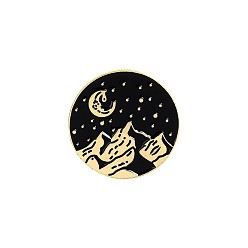 xz1222 Starry Night Landscape Enamel Pin Set with Mountains, Rivers and Oceans - Alloy Badge Accessory