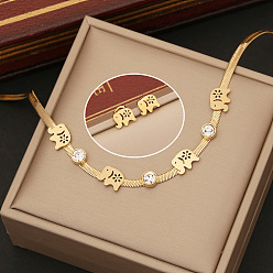 Elephant #4 Fashion Butterfly Necklace Elephant Stainless Steel Collarbone Chain Heart Pendant N1095
