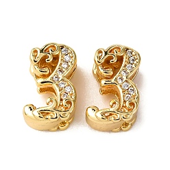 Золотой Латунные микро проложить кубического циркония бусы, число, без кадмия и без свинца, золотые, 11.5x7.5x6 мм, отверстие : 6x2 мм