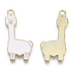 Белый Подвески из эмали и сплава, без кадмия и без свинца, золотой свет, альпака, белые, 32x17x1 мм, отверстие : 1.6 мм