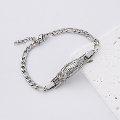 Human Vintage Religion 304 Stainless Steel Link Bracelets, Golden, Stainless Steel Color, Tarnish Free, Saint Judas, 7.09 inch(18cm)