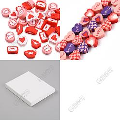 Mixed Shapes 270шт. 2 стили, бусины из полимерной глины ручной работы ко Дню святого Валентина, разнообразные, 5.5~10x9~11x4~5 мм, отверстие : 1.6 мм, 135 шт / стиль