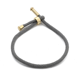 Темно-Серый Браслеты хлопок шнур, с латунной найти, долговечный, реальный 24 k позолоченный, темно-серый, 8-1/2 дюйм (21.5 см) ~ 9 дюйм (23 см)