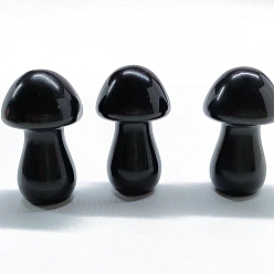 Obsidian Natural Obsidian Healing Mushroom Figurines, Reiki Energy Stone Display Decorations, 35mm
