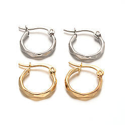 Mixed Color 304 Stainless Steel Hoop Earrings, Hypoallergenic Earrings, Mixed Color, 16x15.5x2mm, Pin: 0.6x1mm