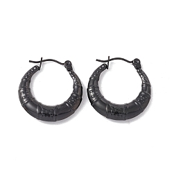 Electrophoresis Black 304 Stainless Steel Croissant Chunky Hoop Earrings for Women, Electrophoresis Black, 23x22x4mm, Pin: 0.6mm