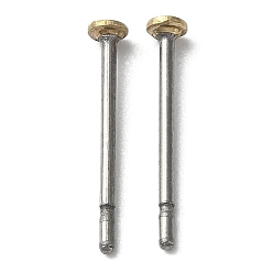 Platinum Titanium Stud Earring Findings, Earring Pins with Brass Flat Head, Platinum, 12x2mm, Pin: 0.7mm