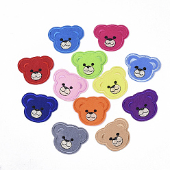 Mixed Color Computerized Embroidery Cloth Iron On/Sew On Patches, Costume Accessories, Appliques, Bear, Mixed Color, 51x62x1.5mm, about 12colors, 1color/10pcs, 120pcs/bag