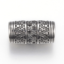 Antique Silver 304 Stainless Steel Bead Rhinestone Settings, Drum, Antique Silver, Fit For 2mm Rhinestone, 23.5x12mm, Hole: 8.5mm