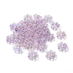 Medium Purple UV Plating Rainbow Iridescent Acrylic Beads, Flower, Medium Purple, 16.5x15.5x6mm, Hole: 1.6mm