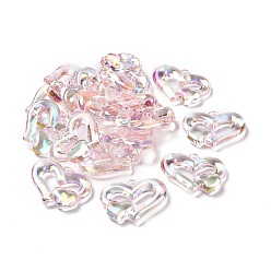 Pearl Pink UV Plating Rainbow Iridescent Acrylic Pendant, Heart Charm, Pearl Pink, 34x27x6mm, Hole: 2.8mm