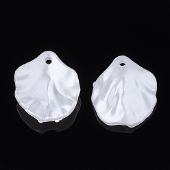 Creamy White ABS Plastic Imitation Pearl Pendants, Petal, Creamy White, 17x15x4.5mm, Hole: 1.5mm