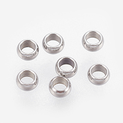 Stainless Steel Color 316 Surgical Stainless Steel Crimp Beads, Rondelle, Stainless Steel Color, 1.9mm, Hole: 1mm