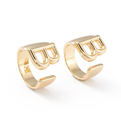 Letter B Brass Cuff Rings, Open Rings, Long-Lasting Plated, Real 18K Gold Plated, Letter.B, Size 6, 17mm