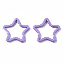 Средний Фиолетовый Застежки-карабины для брелоков из окрашенного железа, звезда, средне фиолетовый, 33.5x35x3 мм, внутренний диаметр: 22.5x27 мм
