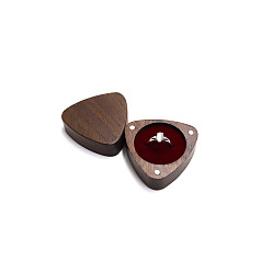 Dark Red Wooden Ring Storage Boxes, with Magnetic Clasps & Velvet Inside, Triangle, Dark Red, 5.5x5.5x3cm