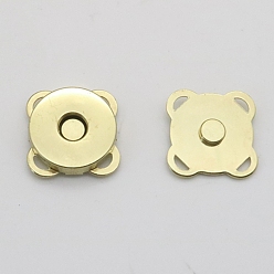 Golden Alloy Magnetic Buttons Snap Magnet Fastener, Flower, for Cloth & Purse Makings, Golden, 18mm 2pcs/set