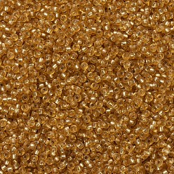 (RR4) Темно-золотой с Серебряной Подкладкой Миюки круглые бусины рокайль, японский бисер, 11/0, (rr 4) серебристое темное золото, 11/0, 2x1.3 мм, Отверстие : 0.8 мм , около 5500 шт / 50 г
