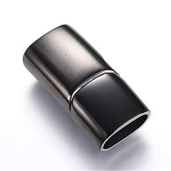 Gunmetal 304 Stainless Steel Magnetic Clasps with Glue-in Ends, Rectangle, Gunmetal, 28.5x14x8.5mm, Hole: 12x7mm