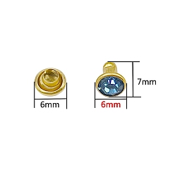 Sapphire Alloy Semi-Tublar Rivet Studs, with Rhinestone, for Purse, Bags, Boots, Leather Crafts Decoration, Sapphire, 6x7mm