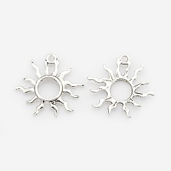 Antique Silver Tibetan Style Alloy Sun Pendants, Solar Eclipse Pendants, Antique Silver, 25x27x2mm, Hole: 2mm