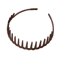 Coconut Brown Simple Plastic Hair Bands with Teeth, Non-slip Hair Accessories for Women Girls, Coconut Brown, 140x120x35mm