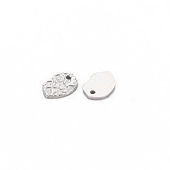 Stainless Steel Color 304 Stainless Steel Charms, Textured, Oval, Stainless Steel Color, 8.5x6x1mm, Hole: 0.9mm