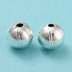 925 Sterling Silver Plated Eco-friendly Brass Beads, Cadmium Free & Lead Free, Long-Lasting Plated, Round, 925 Sterling Silver Plated, 10mm, Hole: 1.5mm