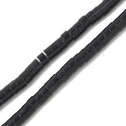 Черный Нити бусин из искусственного камня лавы ручной работы, колонка, яркие глазированный фарфор, чёрные, 4x2~2.5 мм, отверстие : 0.6 мм, около 155~157 шт / нитка, 14.96~15.16'' (38~38.5 см)