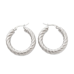 Нержавеющая Сталь Цвет 304 серьги-кольца из нержавеющей стали с закрученными кольцами, цвет нержавеющей стали, 30x29.5x4.7 мм